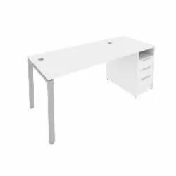 Рабочая станция с опорной тумбой Метал Сйстем Б.РС-СТП -1.3 Белый/Серый / Metal System