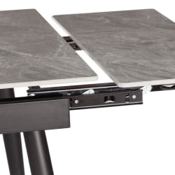 Раздвижной стол Лорд Грей/Лорд Грей столешница керамика (глянцевая) / опоры металл, серый/черный, (120+30+30)кс80кс75 см / Lord Grey/Лорд (120+30+30)x80x75