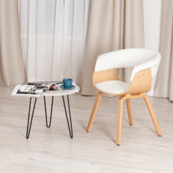 Стул ВИМТА (мод.8021) дерево / экокожа, 69х56х77 см, натуральный/белый / VIMTA (mod.8021)