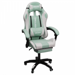 Геймерское кресло 1208, замша, цвет сине-белый с массажем, арт 1208-Блуе-Вхите / 1208-Blue-White