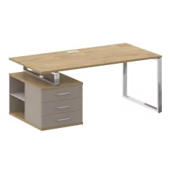 Стол руководителя с опорной тумбой , левый СХИФТ СК.СРТ-180 (Л) Тиквуд Светлый/Капучино / SHIFT SK.SRT-180 (L)