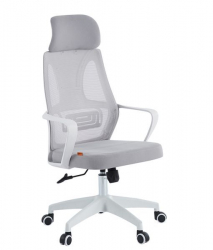 Кресло руководителя CХАИРМАН CХ636 ткань/сетка серый, белый пластик (М) / CHAIRMAN CH636 (M)