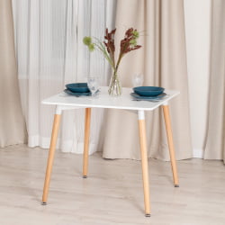 Обеденный стол ДЖОХН (мод. Т1003) МДФ/дерево, 80 х 80 х 75 см , Вхите (Белый) / Натурал (натуральный) / JOHN (mod. T1003) White Natural