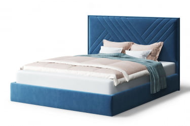 Кровать МИРА 2000*1400мм (без опор), велюр Бренди лайт 08 (синий), (б/основания, б/матраса)