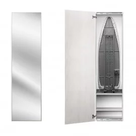 Узкий шкаф в прихожую Ирон Бокс Принт (левый) Беленый дуб / Iron Box Print