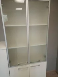 Шкаф высокий со стеклом ГЛОСС ЛИНЕ 9НШ.005.19 Иворй / GLOSS LINE Ivory