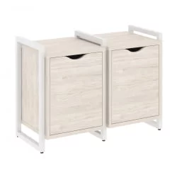 Тумба на регулируемых опорах наборная. Вариант №2 ЛОФТ ВР.Л-ТН-2.О Металл белый Денвер светлый / LOFT VR.L-TN-2.O