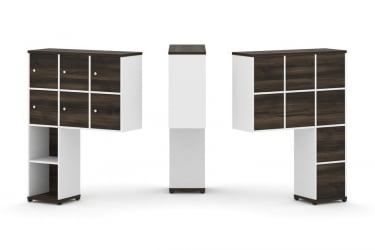 Надставка на стол высокая односторонняя + задняя стенка (8 шт.) + распашной фасад (6 шт.) CОНCЕПТ CН.ОНВ-008 Дуб Мали Белый бриллиант Черный металл / CONCEPT CN.ONV-008