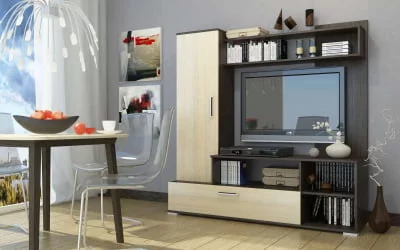 Современная стенка в гостиную Лима Венге Дуб