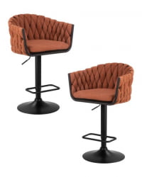 Стул барный ДОБРИН ЛЕОН (оранжевая ткань (ЛАР 275-27)) 2 шт / DOBRIN LEON (LAR