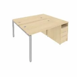 Рабочая станция с опорной тумбой Метал Сйстем Б.РС-СТП-2.2 Акация/Серый / Metal System