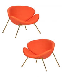 Кресло дизайнерское ДОБРИН ЕМИЛЙ (оранжевая ткань АФ, золотое основание) 2 шт / DOBRIN EMILY AF,