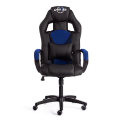 Кресло ДРИВЕР (22) кож/зам/ткань, черный/синий, 36-6/ТВ-10 / DRIVER 36-6/TW-10