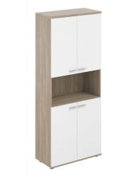Шкаф высокий с нишей Сигма СГ.861.ОД.ВХ.ВХ Дуб темный Белый / Sigma SG.861.OD.WH.WH