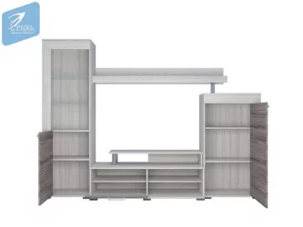 Современная стенка в гостиную Соло 9А Ясень шимо светлый - Ясень шимо темный