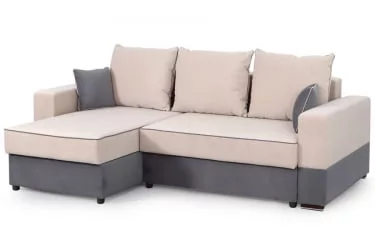 Серый диван из велюра Бостон Стандарт Бежево-темно-серый