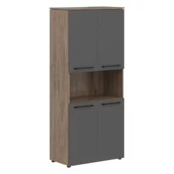 Шкаф с 2-мя комплектами глухих малых дверей МОРРИС ТРЕНД МХC 85.4 Антрацит Кария Пальмира / MORRIS TREND MHC