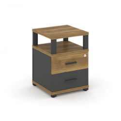 Тумба приставная с 2-мя ящиками и надставкой CОНCЕПТ CН.ТУП-002 Б/В Сандал Янтарный Антрацит / CONCEPT CN.TUP-002 B/W