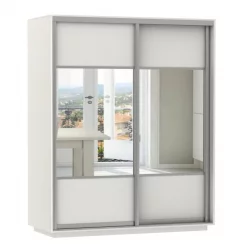 Шкаф-купе со стеклом Экспресс Дуо Комби 1600х2400х Белый снег / 1600х2400h