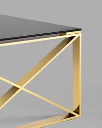 Журнальный стол КРОСС 120кс60 Золото (стекло смоке) / 120x60 smoke)