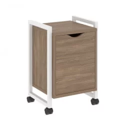 Тумба на колесных опорах с распашным фасадом ЛОФТ ВР.Л-Т2.К Металл белый Дуб Аризона / LOFT VR.L-T2.K
