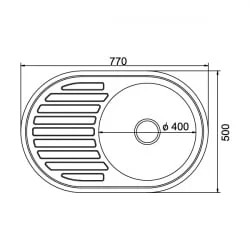 Мойка врезная овальная 500 х 770 мм хром (правая)