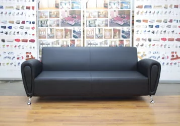 Диван офисный тройной Клерк 11 черный Екотекс 3001 / Ecotex