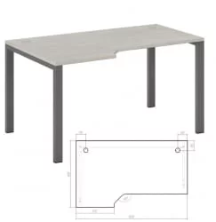 Стол эргономичный левый на металлоопорах Нев Лине НЛН36322624 Дуб шамони светлый / New Line NLN36322624