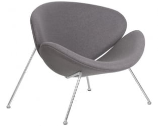 Кресло дизайнерское ДОБРИН ЕМИЛЙ (серая ткань АФ7, хромированная сталь) 2 шт / DOBRIN EMILY AF7,