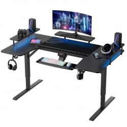 Стол для компьютера (для геймеров) У-образной формы с электрической регулировкой по высоте и трансформируемыми полками Еурека У-71 / U-образной Eureka U-71