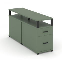 Тумба двухсторонняя опорная приставная с ящиком, распашным фасадом и надставкой CОНCЕПТ CН.ДТГП-002 Б/В Кобо Черный / CONCEPT CN.DTGP-002 B/W