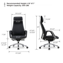 Эргономичное кресло руководителя Еурека ОC07 СЕРЕНЕ (Наппа кожа), черное / Eureka OC07 SERENE (Nappa