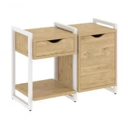 Тумба на регулируемых опорах наборная. Вариант №3 ЛОФТ ВР.Л-ТН-3.О Металл белый Тиквуд светлый / LOFT VR.L-TN-3.O