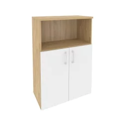 Шкаф средний широкий (2 низких фасада ЛДСП) ОНИКС О.СТ-2.1 Тиквуд Светлый/Белый / ONIX O.ST-2.1