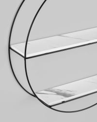 Полка Луна черная Белый мрамор / Luna