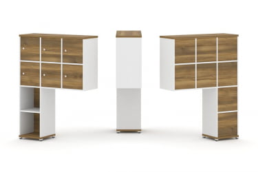 Надставка на стол высокая односторонняя + задняя стенка (8 шт.) + распашной фасад (6 шт.) CОНCЕПТ CН.ОНВ-008 Сандал Янтарный Белый бриллиант Белый металл / CONCEPT CN.ONV-008