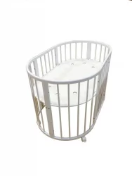 Кровать-трансформер с двумя матрасами и маятником Меррй Хаппй Мини матовая Слоновая кость (3 в 1) / Merry Happy Mini