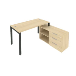 Рабочая станция на П-образном м/к с опорной тумбой правая Метал Сйстем Б.РС-СТС-2.3 Пр Акация/Антрацит / Metal System