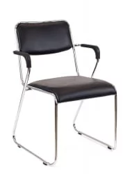 Кресло для посетителей Еверпроф Фикс Плус Хроме экокожа Черный / Everprof Fix Plus Chrome