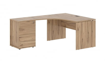 Стол эргономичный с тумбой левый ЕДИС ЕДCЕТ 1518 Л Дуб Денвер светлый Мокко / EDIS EDCET L