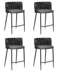 Стул полубарный ДОБРИН АМЕЛИА CОУНТЕР (серая ткань (Ф-48), темно-серый винтажный ПУ (МФ-12)) 4 шт / DOBRIN AMELIA COUNTER (F-48), PU (MF-12))