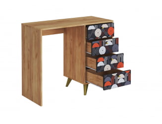 Письменный стол СП-006 дуб крафт золотой/ВИНИЛ / золотой/VINIL