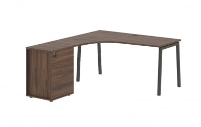 Стол эргономичный с тумбой (левый) ЕДИС ЕЛCЕТ 1518 Л Дуб Денвер темный Мокко / EDIS ELCET L