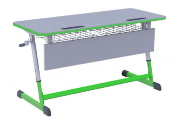 Парта двухместная НОМАД В с ручной регулировкой высоты  с антивандальной  полиуретановой кромкой (рост 4-6) Зеленый/Серый / NOMAD V