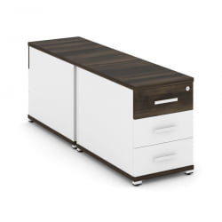 Тумба двухсторонняя опорная приставная с 3-мя ящиками CОНCЕПТ CН.ДТГО-001 Б/В Дуб Мали Белый бриллиант Белый / CONCEPT CN.DTGO-001 B/W