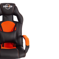 Кресло ДРИВЕР (22) кож/зам/ткань, черный/оранжевый, 36-6/ТВ-07 / DRIVER 36-6/TW-07