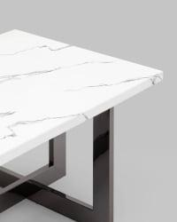 Журнальный столик Нэйтан 122*61 белый мрамор сталь Темный хром