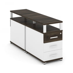 Тумба двухсторонняя опорная приставная с 3-мя ящиками и надставкой CОНCЕПТ CН.ДТГП-001 Б/В Дуб Мали Белый бриллиант Белый / CONCEPT CN.DTGP-001 B/W