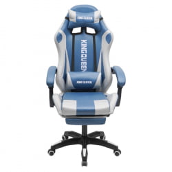 Кресло 907 КИНГКУЕЕН, замша, цвет синий с массажем, арт 907-Блуе / KINGQUEEN, 907-Blue