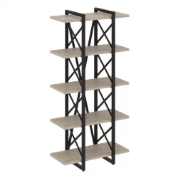 Стеллаж на регулируемых опорах - 5 полок ЛОФТ ВР.Л-МСТ.О-5.4В Металл черный Дуб Аттик / LOFT VR.L-MST.O-5.4V